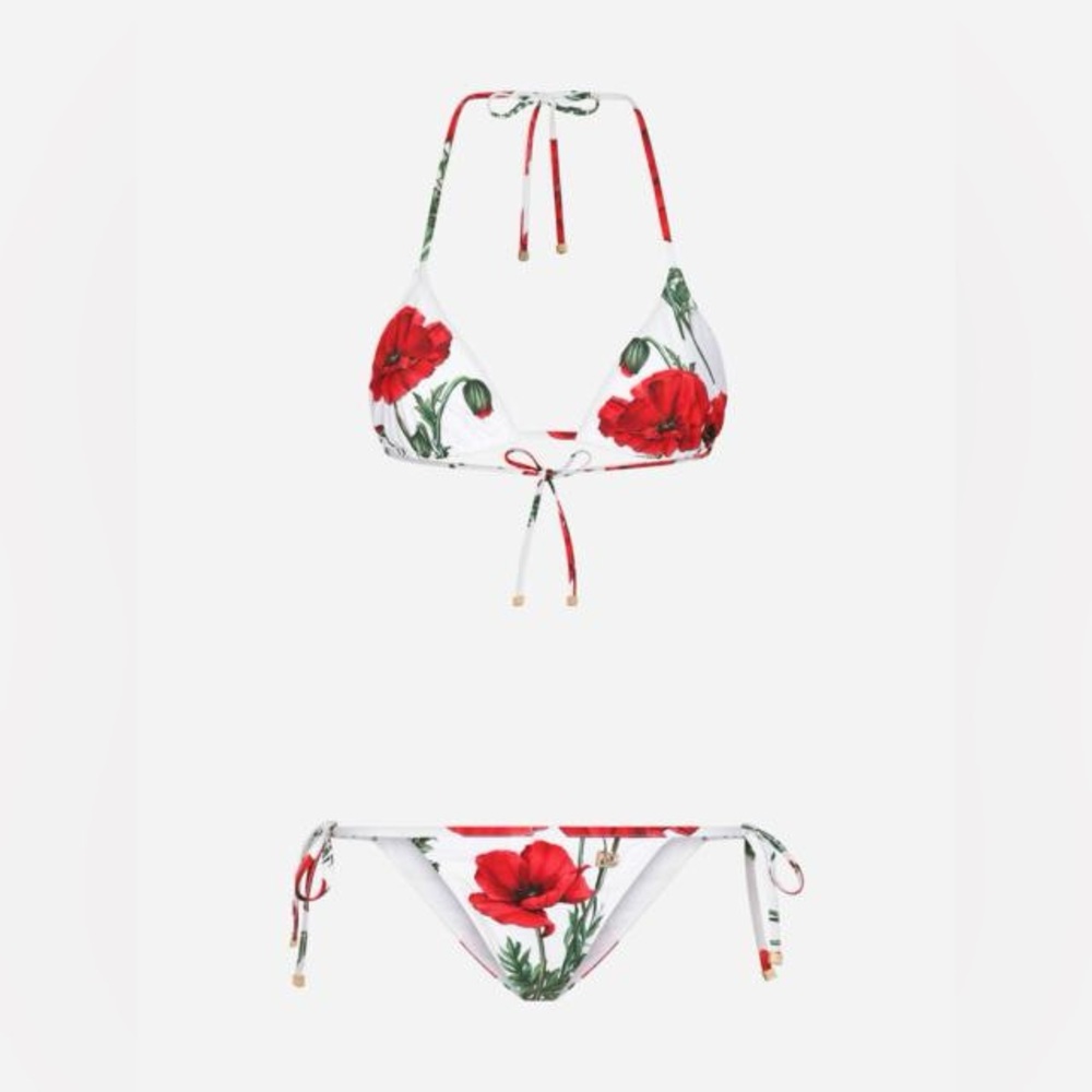 Dolce & Gabbana Poppy Two Piece bikini set, size large. New with tags